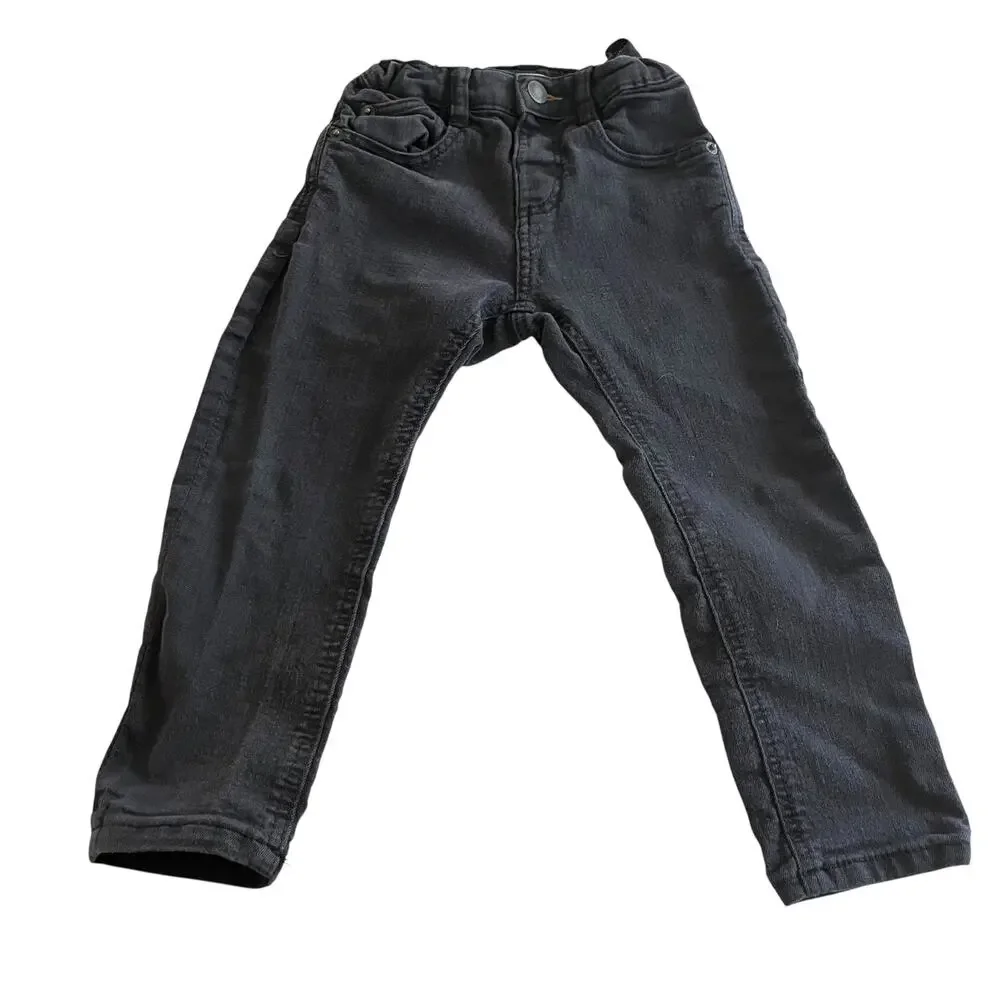 Zara boys black distressed denim streach jeans pants size 2-3